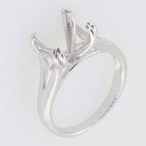 Sterling silver semi mount ring setting with round solitaire split shank design, 11x11mm stone size.
